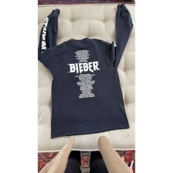 Justin Bieber Tops - Justin Bieber Purpose Stadium Tour 2 Side LS Concert T-Shirt S